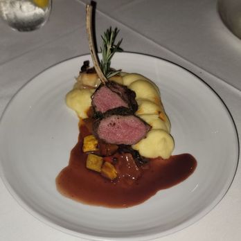 La Nouvelle Maison - Lamb chops with pistachio truffle herb crust, mased potatoes and ratatouille!!! (Heaven served on a plate) - French Near Me - Boca Raton, Florida