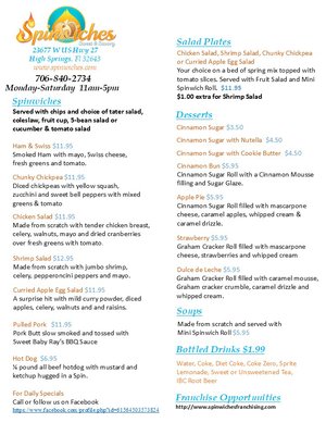 Menu photo 3 Spinwiches High Springs, FL Menu photo 3 Spinwiches High Springs, FL