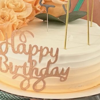 TC Bakery - Gradient light peach to white design (I placed the roses, candles, and birthday sign myself) - Bakeries Near Me - El Monte, California TC Bakery - Gradient light peach to white design (I placed the roses, candles, and birthday sign myself) - Bakeries Near Me - El Monte, California