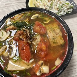 Bún Chả Cá Thì Là, Vietnamese fried fish cake noodle soup with dill, #38 on the menu Bún Chả Cá Thì Là, Vietnamese fried fish cake noodle soup with dill, #38 on the menu
