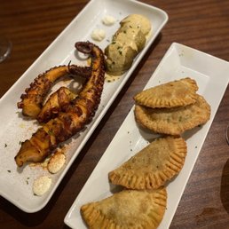 Grilled octopus & empanadas with spinach