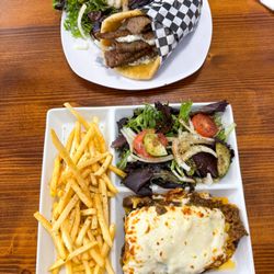 Athens Café - Lamb Gyro ($10.95) and Moussaka ($15.95)