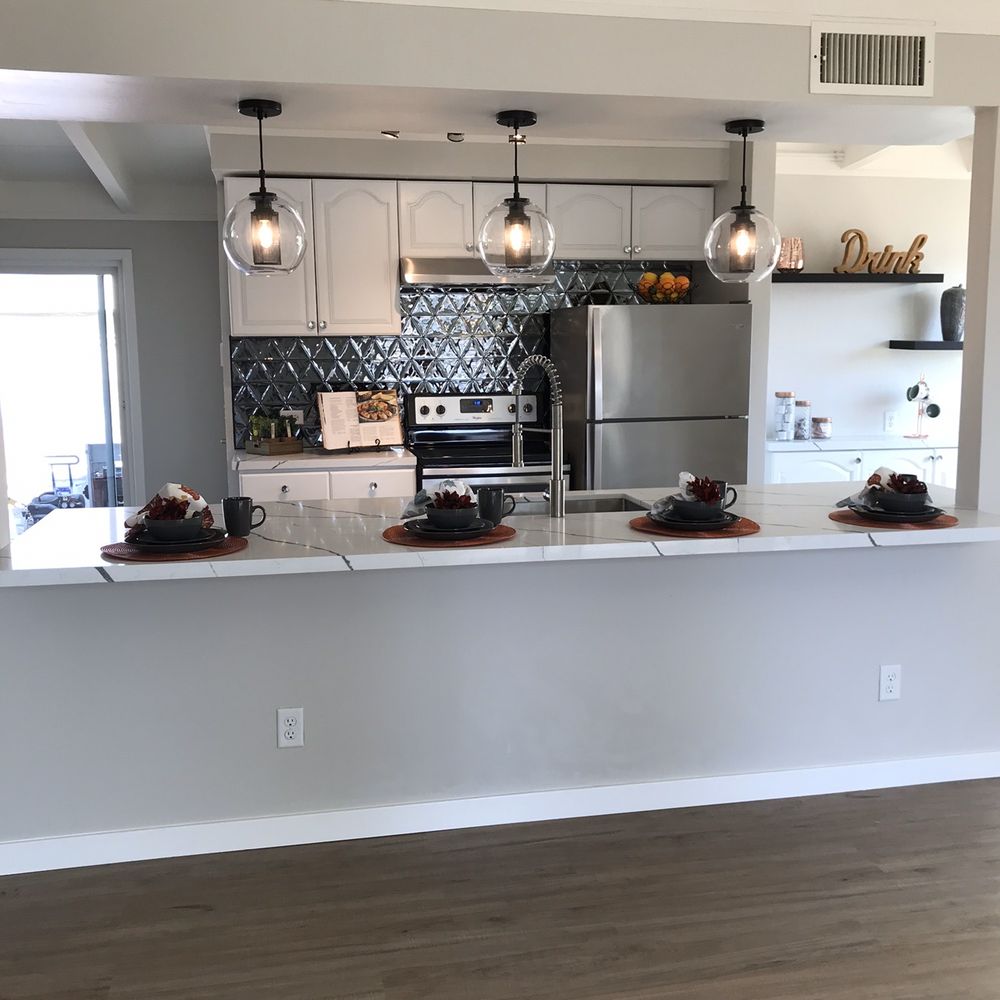 Flooring and tile backsplash! Flooring and tile backsplash!