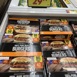 Kroger - 10 pounds, 4 ounce beef patties for $30 is the best deal I found in town.