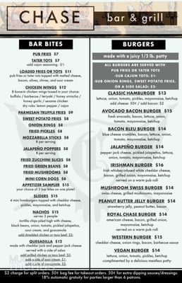 Menu photo 1 Chase Bar & Grill Independence, OR