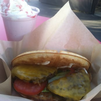 Bruxie - bruxie burger with no pickles and strawberry shake - Sandwiches Near Me - Orange, California Bruxie - bruxie burger with no pickles and strawberry shake - Sandwiches Near Me - Orange, California