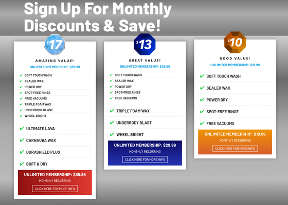 Our Memberships - Sign Up For Monthly Discounts & Save!