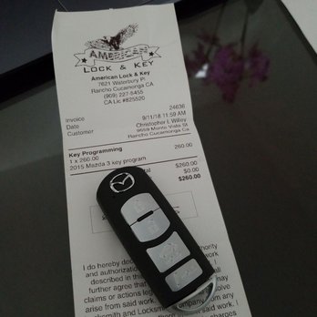 American Lock & Key - Keyless remote and key. Recipet of 260 - Keys & Locksmiths Near Me - Rancho Cucamonga, California