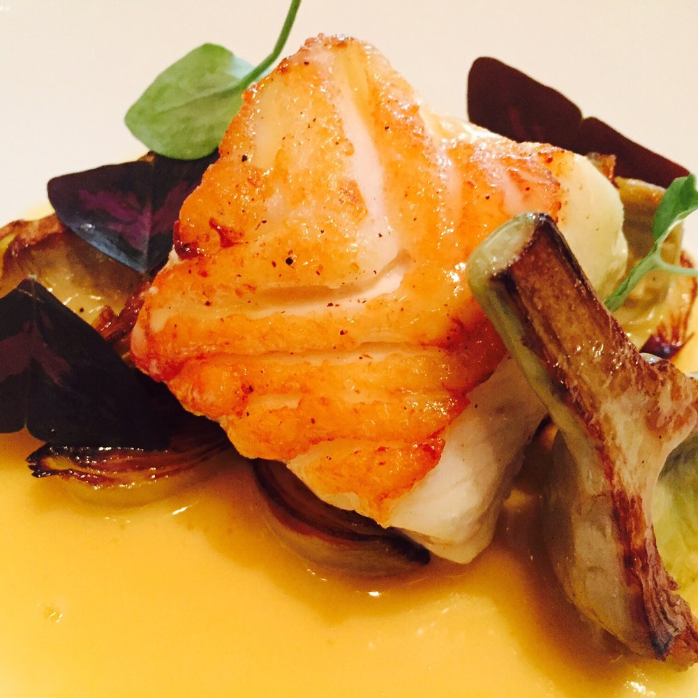 Dinner by Heston Blumenthal - Cod in cider - British Near Me - London, XGL Dinner by Heston Blumenthal - Cod in cider - British Near Me - London, XGL