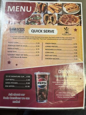 Menu photo 2 Sooner Bowling Center Norman, OK