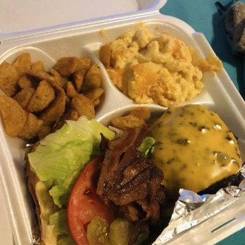 Tim Page's Corner Store - Tim Burger with Home Fries and Mac & Cheese - Barbeque Near Me - Louisville, Kentucky Tim Page's Corner Store - Tim Burger with Home Fries and Mac & Cheese - Barbeque Near Me - Louisville, Kentucky