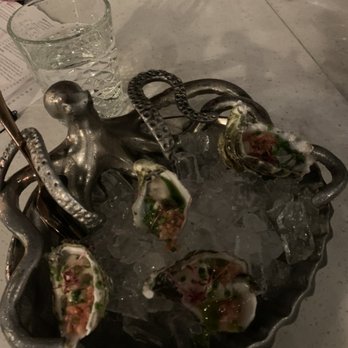Mad & Vin - The oysters, beautiful presentation, not sure about the green apple mignonette - New American Near Me - Solvang, California Mad & Vin - The oysters, beautiful presentation, not sure about the green apple mignonette - New American Near Me - Solvang, California