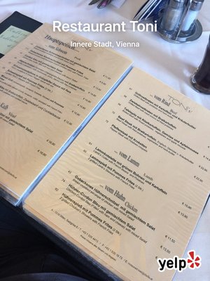 Menu photo 1 Restaurant Toni Vienna, 9 Menu photo 1 Restaurant Toni Vienna, 9