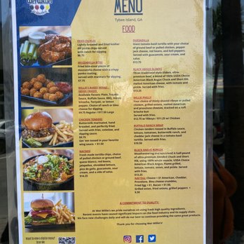 Wet Willie's - Menu as of August 2020 - Cocktail Bars Near Me - Tybee Island, Georgia