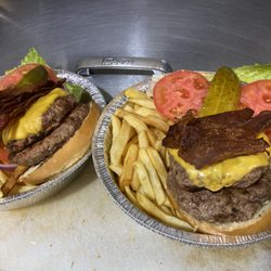 Double cheese bacon burger