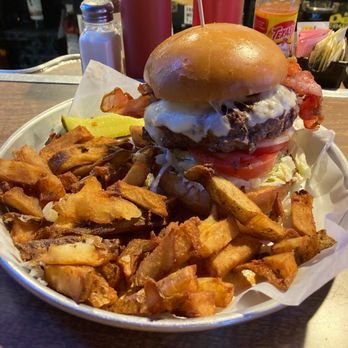 The Thurman Cafe - Blue Bleu Cheese Burger add bacon - Bars Near Me - Columbus, Ohio