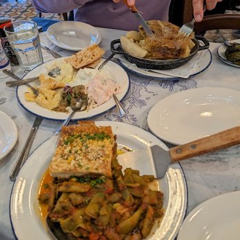 Stamna Greek Taverna - Moussaka with Green Beans in front, Kleftiko in back.. - Greek Near Me - Bloomfield, New Jersey Stamna Greek Taverna - Moussaka with Green Beans in front, Kleftiko in back.. - Greek Near Me - Bloomfield, New Jersey