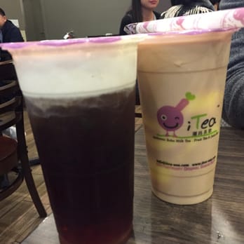 i-Tea - My friend ordered the Milk Foam Green Tea and I had the Okinawa MT with pudding! - Ramen Near Me - Milpitas, California i-Tea - My friend ordered the Milk Foam Green Tea and I had the Okinawa MT with pudding! - Ramen Near Me - Milpitas, California