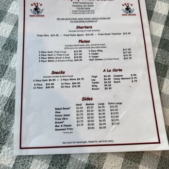 Gus's World Famous Fried Chicken - Menu - Chicken Shop Near Me - Chamblee, Georgia