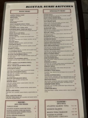 Menu photo 1 Bluetail Kelowna, BC Menu photo 1 Bluetail Kelowna, BC