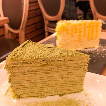 Prince Tea House - Green Tea Mille Crpes Cake, Mango Mille Crpes Cake - Desserts Near Me - Brooklyn, New York