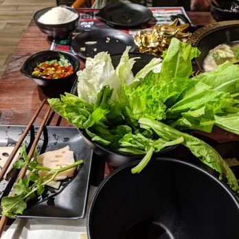 A Tasty Hot Pot - Fresh greens and dipping sauces we made - Hot Pot Near Me - Aurora, Illinois A Tasty Hot Pot - Fresh greens and dipping sauces we made - Hot Pot Near Me - Aurora, Illinois
