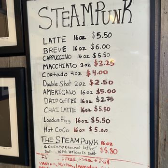 Steampunk Espresso Bar - menu - Coffee & Tea Near Me - Sister Bay, Wisconsin Steampunk Espresso Bar - menu - Coffee & Tea Near Me - Sister Bay, Wisconsin