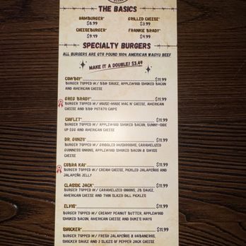 Jack Brown’s Beer and Burger Joint - The front of the menu. - Burgers Near Me - Memphis, Tennessee