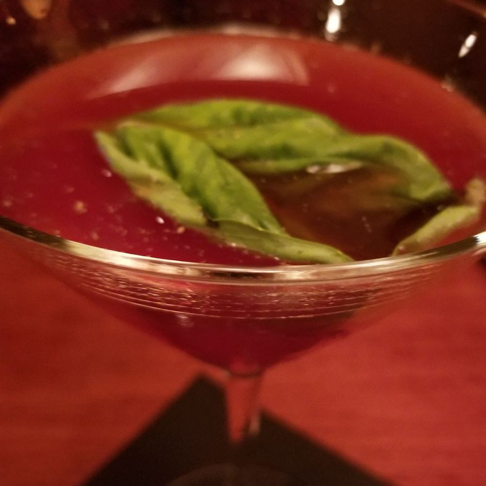 Minervas Restaurant - Sioux Falls - Basil Grande: Strawberry, fresh basil, vodka, chambray,  grand marnier, fresh cracked black pepper - New American Near Me - Sioux Falls, South Dakota