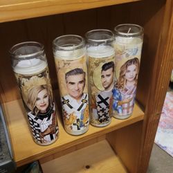Summer House Design - The entire Rose Family from Schitts Creek in patron saint candle form.
