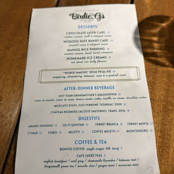 Birdie G's - Dessert Menu - American Near Me - Santa Monica, California Birdie G's - Dessert Menu - American Near Me - Santa Monica, California