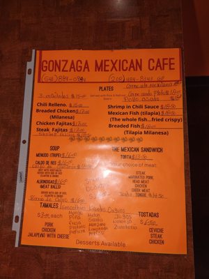 Menu photo 1 Gonzga Mexican Cafe Ontario, OR