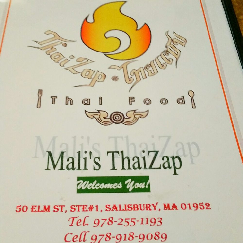 Mali's Thai Zap - Menu cover for Mali's ThaiZap! Endless vegan and gluten free options. - Thai Near Me - Salisbury, Massachusetts Mali's Thai Zap - Menu cover for Mali's ThaiZap! Endless vegan and gluten free options. - Thai Near Me - Salisbury, Massachusetts