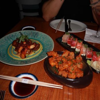 SET Steak & Sushi - Bang bang shrimp, spicy grilled octopus, and protein punch roll - Steakhouses Near Me - Newport Beach, California SET Steak & Sushi - Bang bang shrimp, spicy grilled octopus, and protein punch roll - Steakhouses Near Me - Newport Beach, California