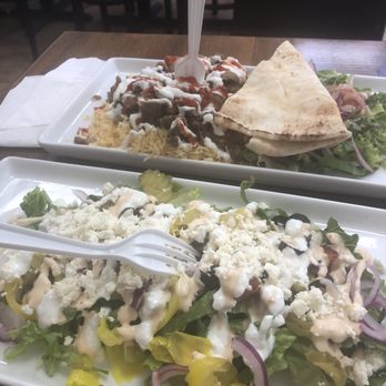 Baraka Shawarma - Greek salad and lamb gyro hot plate - Mediterranean Near Me - Atlanta, Georgia