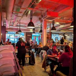 Pizza Punks - Inside, main room, DJ spinning punk music loudly