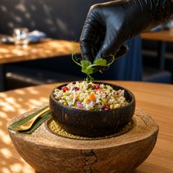 Kosambari : A light and crunchy South Indian salad of soaked yellow lentils and diced cucumbers, tossed with fresh grated coconut.