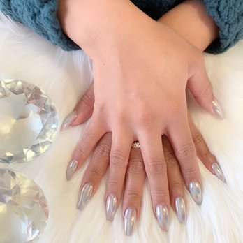 Apple Nails & Spa - Gorgeous nails for snow storm day Coffin shape w rainbow chrome - Nail Salons Near Me - Omaha, Nebraska Apple Nails & Spa - Gorgeous nails for snow storm day Coffin shape w rainbow chrome - Nail Salons Near Me - Omaha, Nebraska