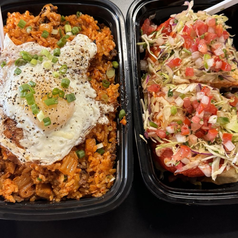 KoMex Fusion - Bulgogi fried rice with egg, and kimchi fried rice. Delicious - Mexican Near Me - Las Vegas, Nevada KoMex Fusion - Bulgogi fried rice with egg, and kimchi fried rice. Delicious - Mexican Near Me - Las Vegas, Nevada