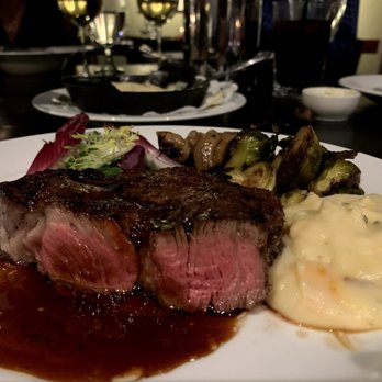 The Mercury - Rib Eye with mushrooms, brussel sprouts, and mashed potatoes. - Steakhouses Near Me - Dallas, Texas