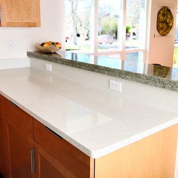 White Quartz And Costa Esmeralda Raised Bar Countertop Yelp