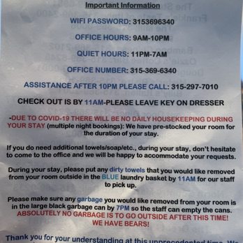 Country Club Motel - Office notes/warnings - Hotels Near Me - Old Forge, New York Country Club Motel - Office notes/warnings - Hotels Near Me - Old Forge, New York