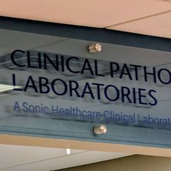 Clinical Pathology Laboratories - Sign above the front desk area