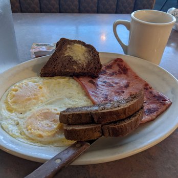 West Wayne Restaurant - Eggs, REAL Ham, Pumpernickel toast. - Diners Near Me - Macedon, New York