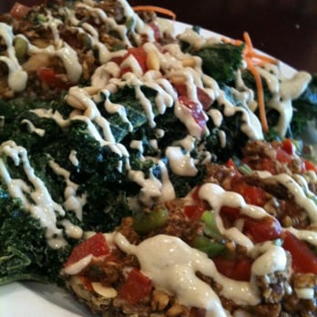 SunCafe - The raw pizza with side of kale salad!!! - Vegan Near Me - Studio City, California SunCafe - The raw pizza with side of kale salad!!! - Vegan Near Me - Studio City, California