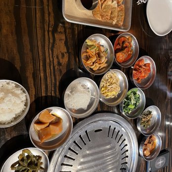 Korea House - Rice and sides that go with the Korean BBQ (we ordered the dumplings separately though) - Korean Near Me - Austin, Texas Korea House - Rice and sides that go with the Korean BBQ (we ordered the dumplings separately though) - Korean Near Me - Austin, Texas