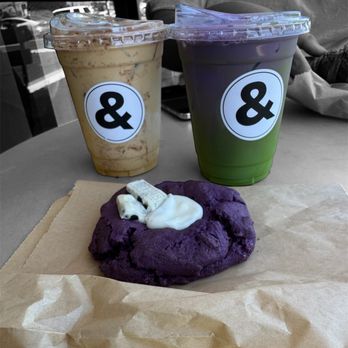 Coffee & - Spanish latte and Ube Matcha with an Ube cookie - Coffee & Tea Near Me - Buena Park, California Coffee & - Spanish latte and Ube Matcha with an Ube cookie - Coffee & Tea Near Me - Buena Park, California