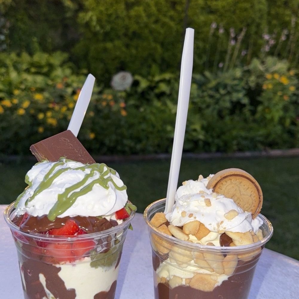 Custard Spot - Dubai Chocolate Strawberries Parfait (left), Nutella Biscuit Parfait (right) - Ice Cream & Frozen Yogurt Near Me - Shelby Township, Michigan Custard Spot - Dubai Chocolate Strawberries Parfait (left), Nutella Biscuit Parfait (right) - Ice Cream & Frozen Yogurt Near Me - Shelby Township, Michigan