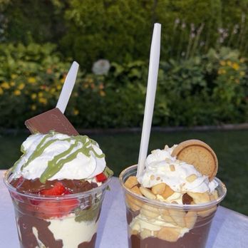 Custard Spot - Dubai Chocolate Strawberries Parfait (left), Nutella Biscuit Parfait (right) - Ice Cream & Frozen Yogurt Near Me - Shelby Township, Michigan Custard Spot - Dubai Chocolate Strawberries Parfait (left), Nutella Biscuit Parfait (right) - Ice Cream & Frozen Yogurt Near Me - Shelby Township, Michigan