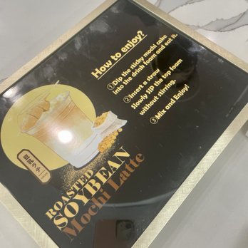 Soga Mochi Donut - Drinking instructions for the soy bean mochi latte - fun! - Donuts Near Me - Saint Paul, Minnesota